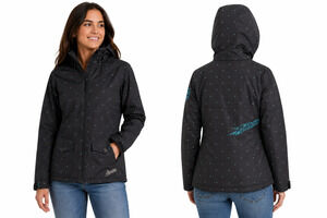 Fly Racing Jacket Womens Large Black Teal Dot Full Zip Moto Athletic Y2K